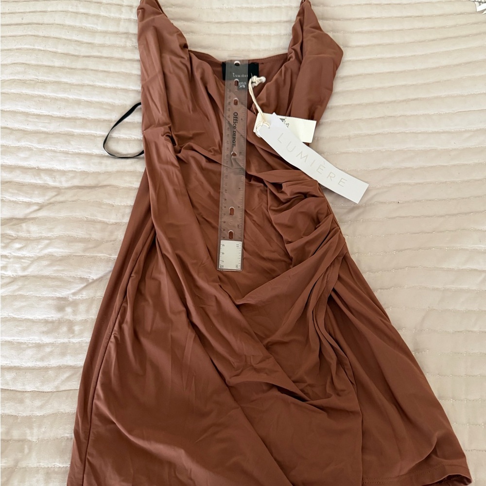 Lumiere Women's Backless Tan Dress